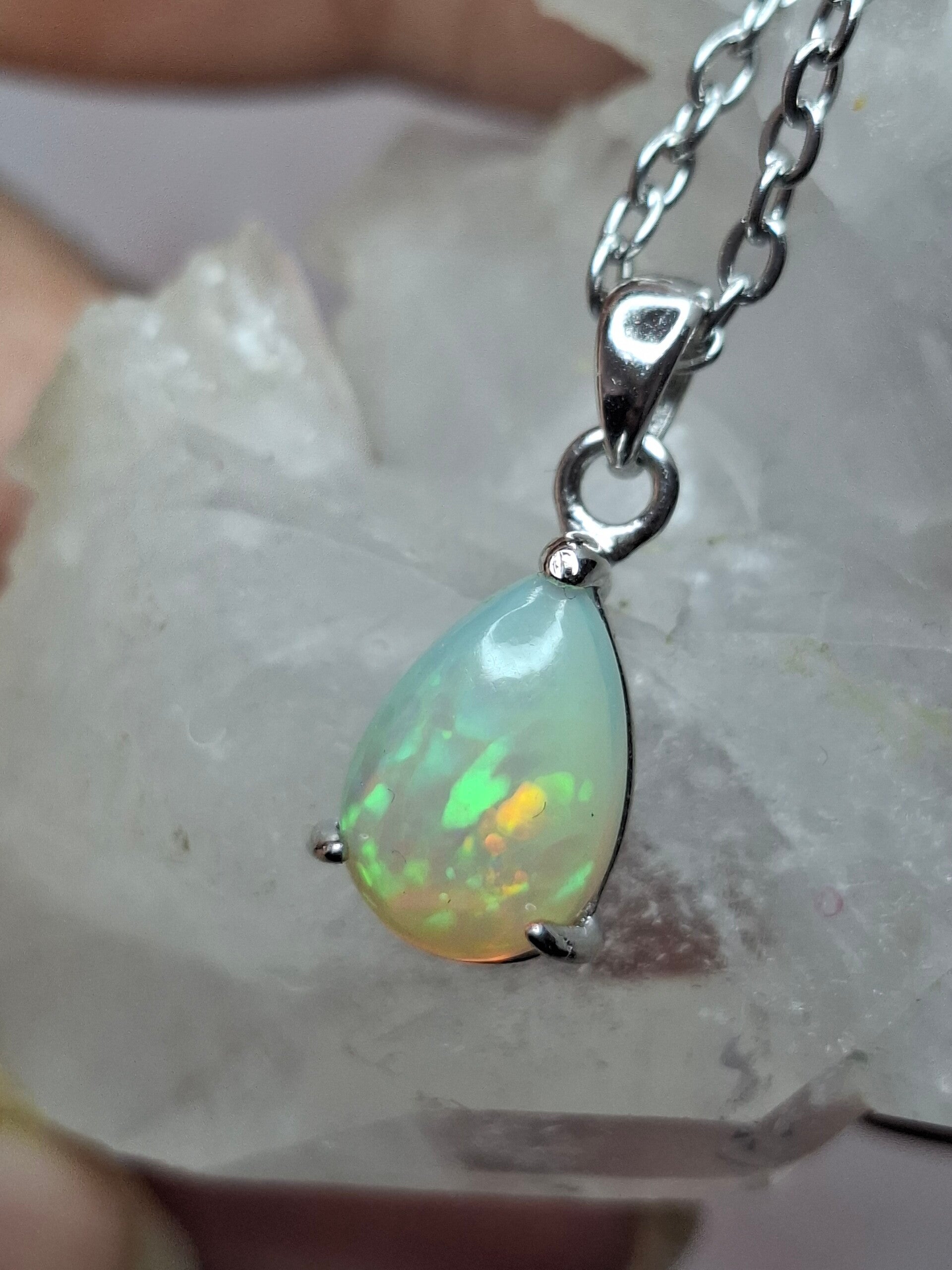 Pendentif s925 opale 12x8mm honeycomb naturelle éthiopienne