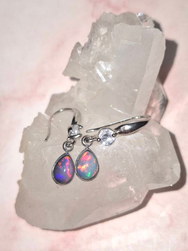 Boucles d'oreilles 2 opales 7x5mm dodue éthiopienne multi 🔥