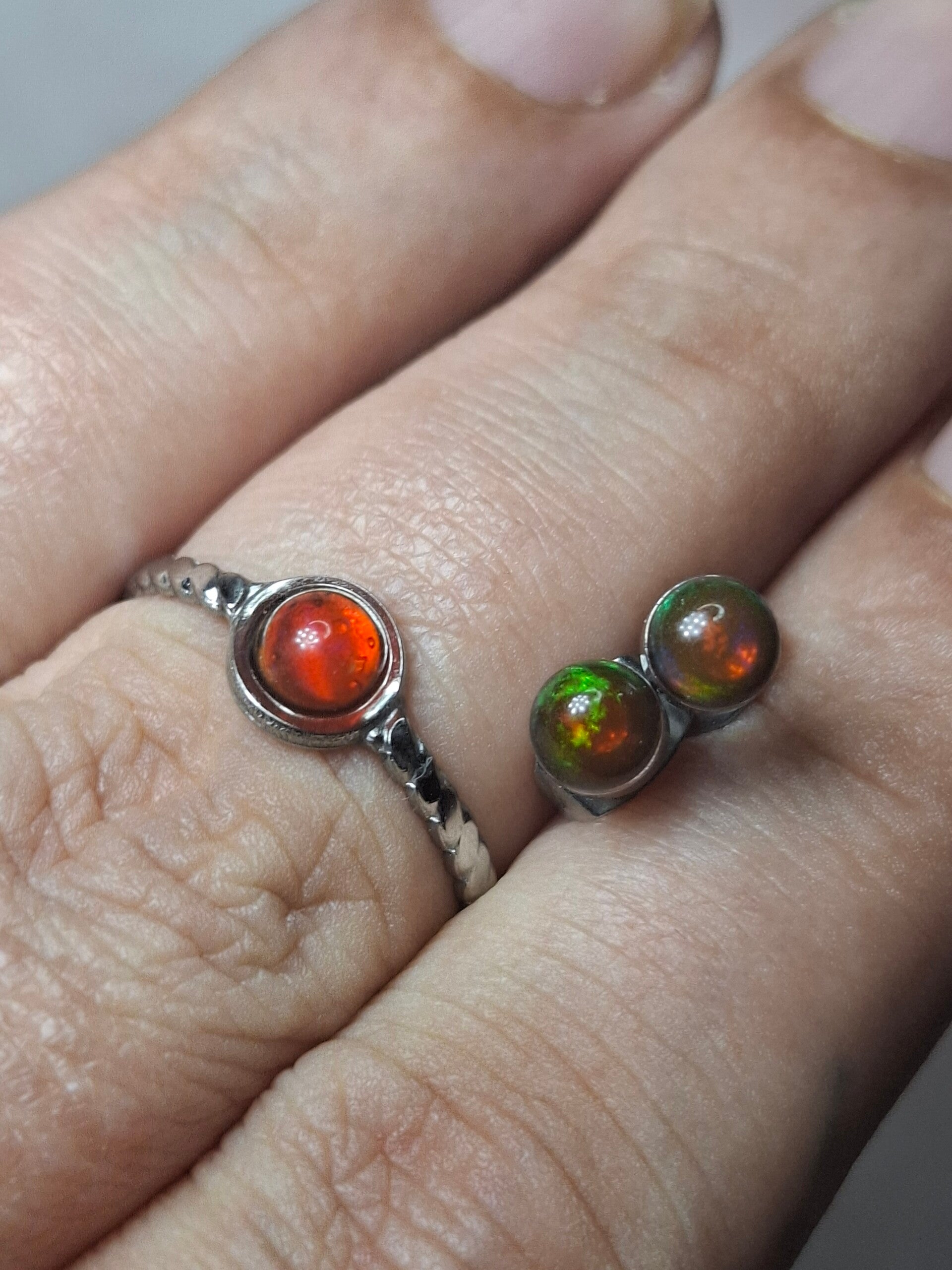 Parure bague et boucle opale cantera mexicaine