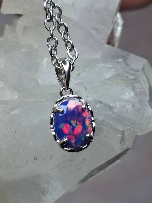 Pendentif opale 9x7mm rose nid d'abeille éthiopienne véritable
