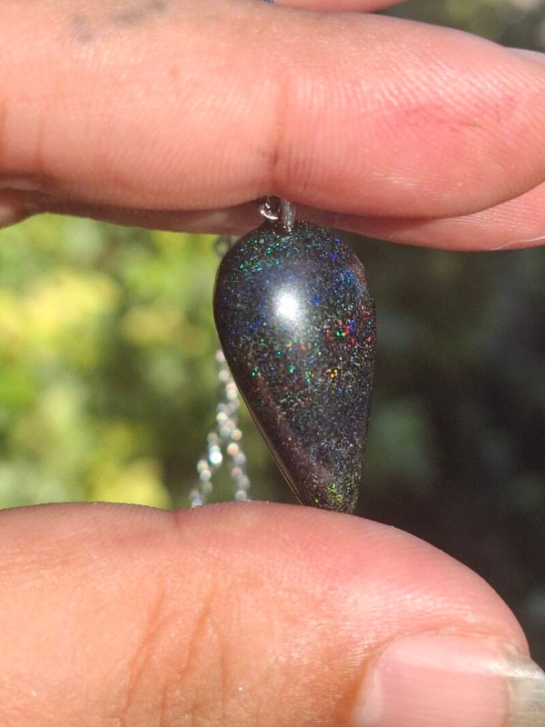 Pendentif opale noire australienne véritable, pierre non hydrophane de 20x10mm