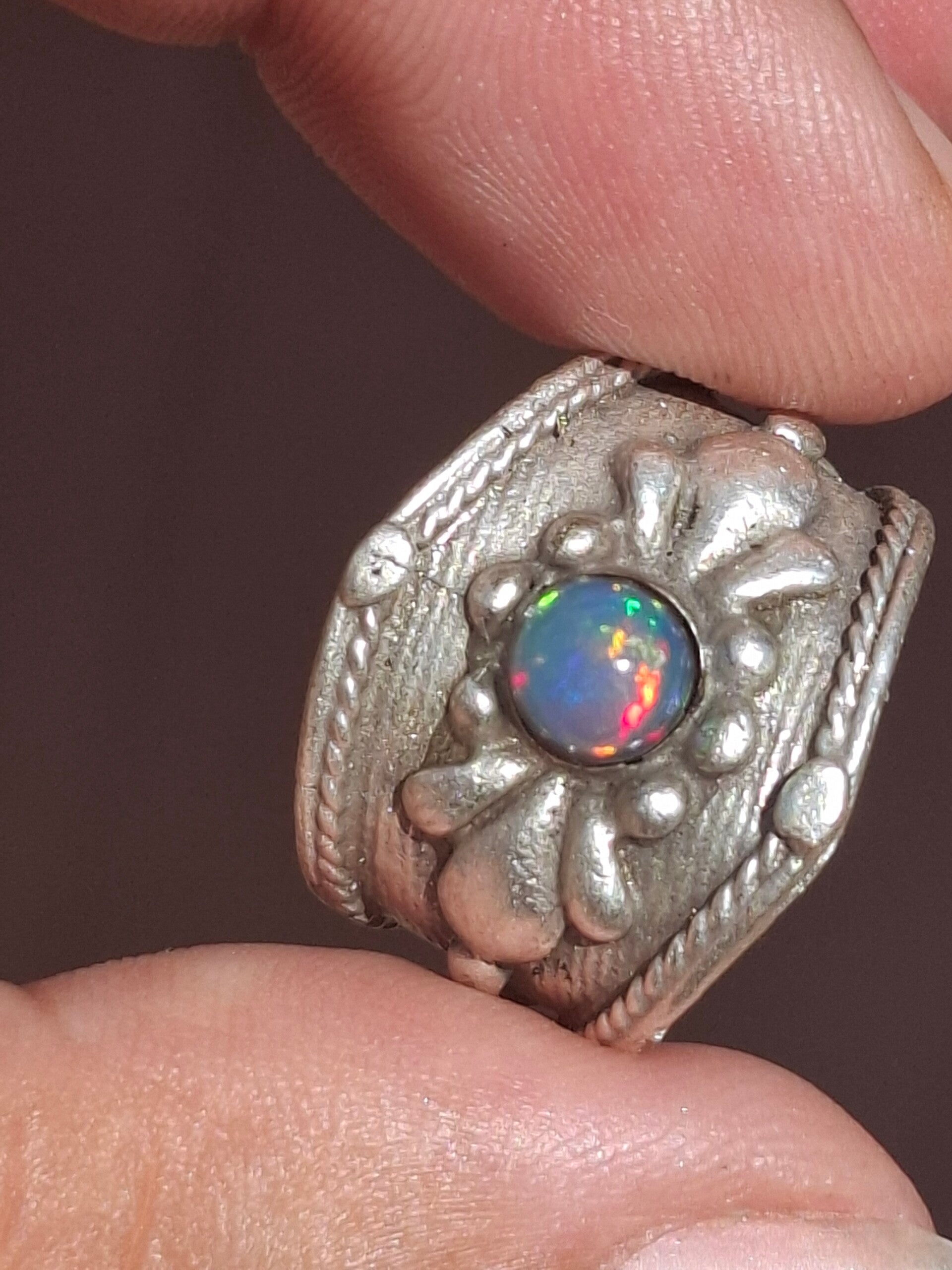 Bague ajustable avec opale éthiopienne, pierre véritable de 5mm authentique