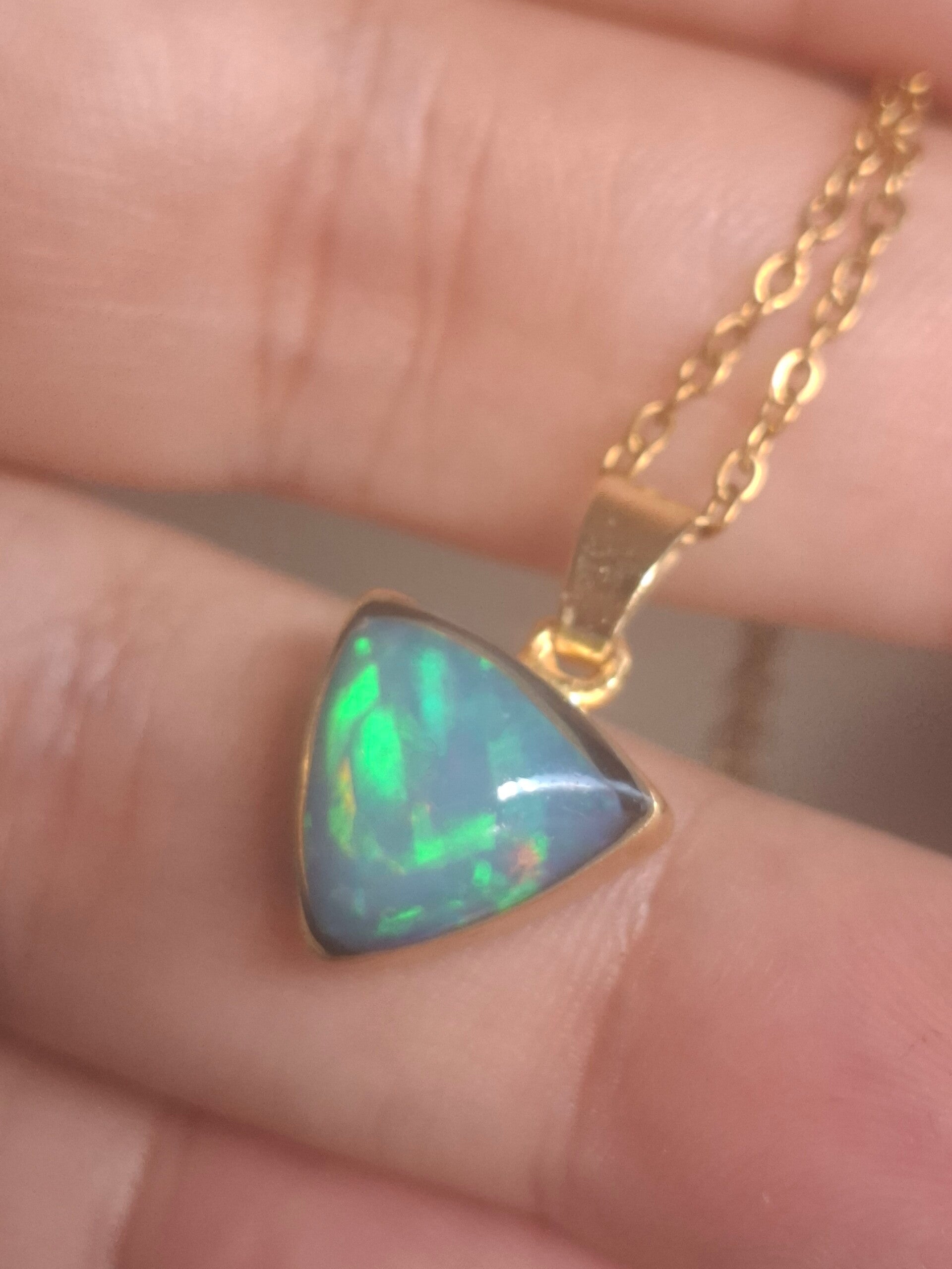 Pendentif 925 or plaqué opale 10mm éthiopienne welo Naturelle