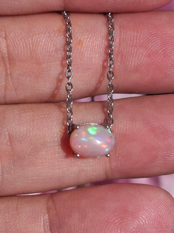 Collier acier inoxydable opale rose 🔥 vert véritable