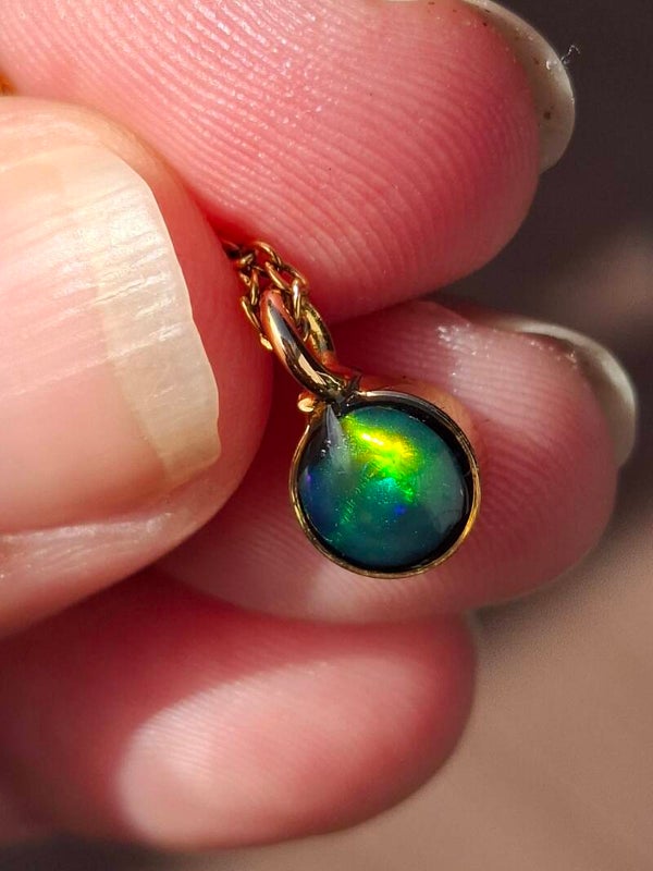 Pendentif rond or plaqué opale 6mm