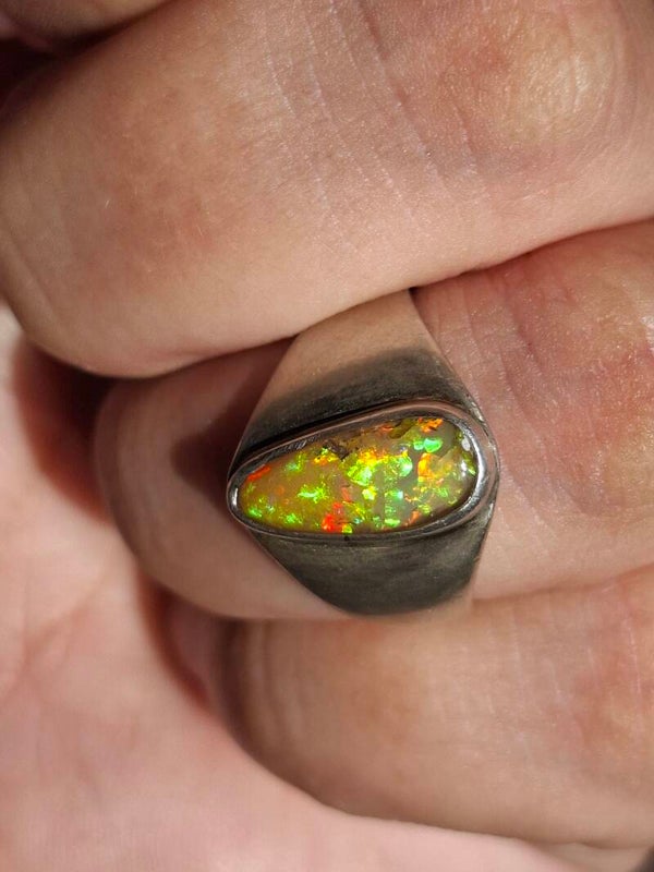 Bague argent massif opale taille 53