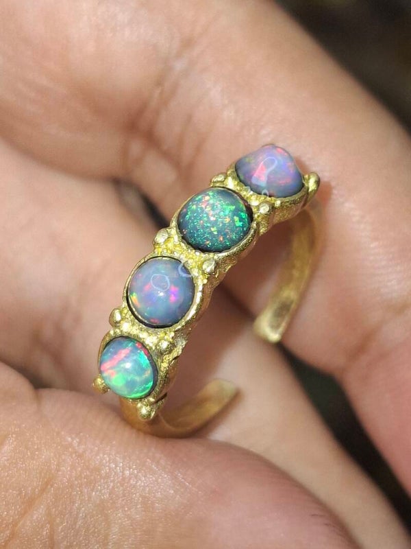 Bague ajustable en laiton avec 4 éthiopiennes