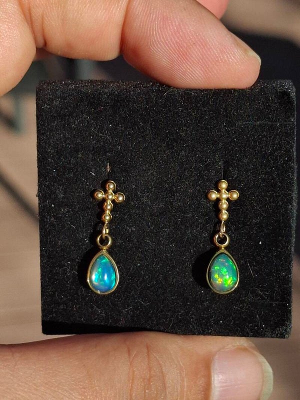 Boucles d'oreilles croix acier inoxydable et gouttes welo éthiopienne