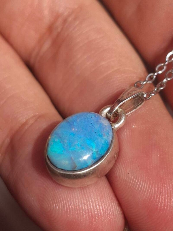 Pendentif argent plaqué opale australienne 10x8