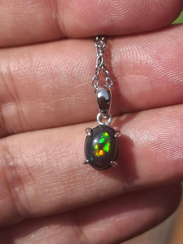 Pendentif argent avec opale honeycomb 9/8x6mm