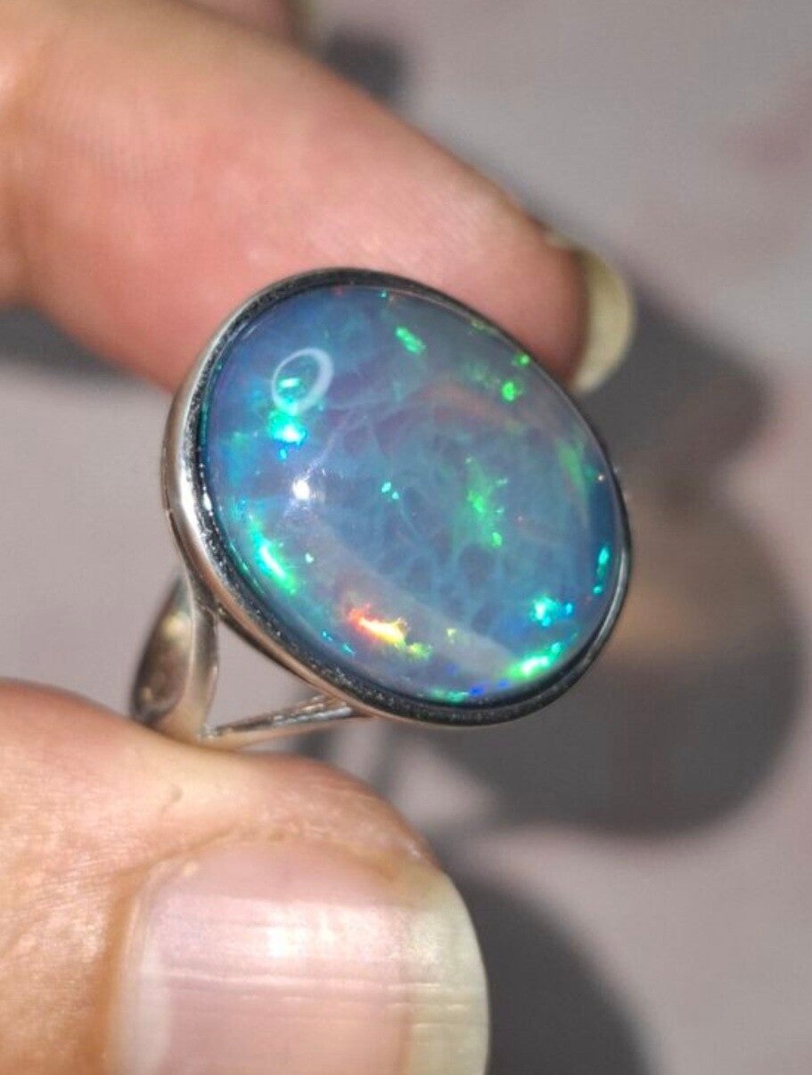 Bague ajustable s925 opale 18x14 de 9,20 carats