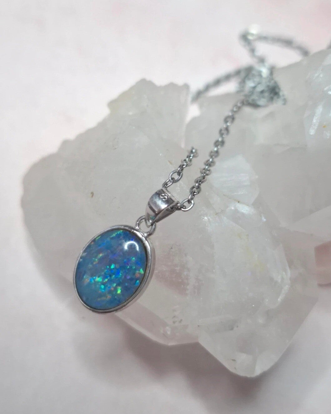 Pendentif s925 ouvert opale 10x7mm non hydrophane véritable australienne pailleté