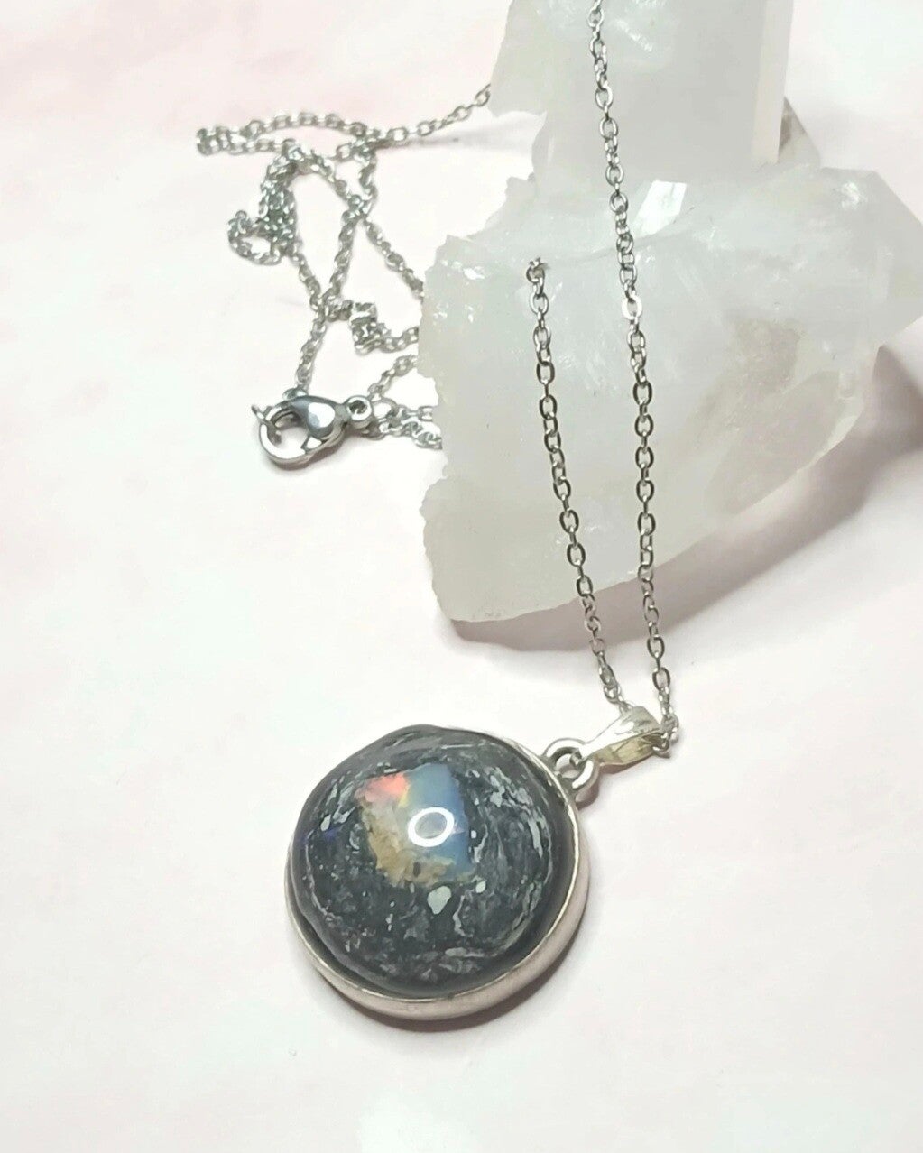 Pendentif opale 17mm mexicaine harlequin