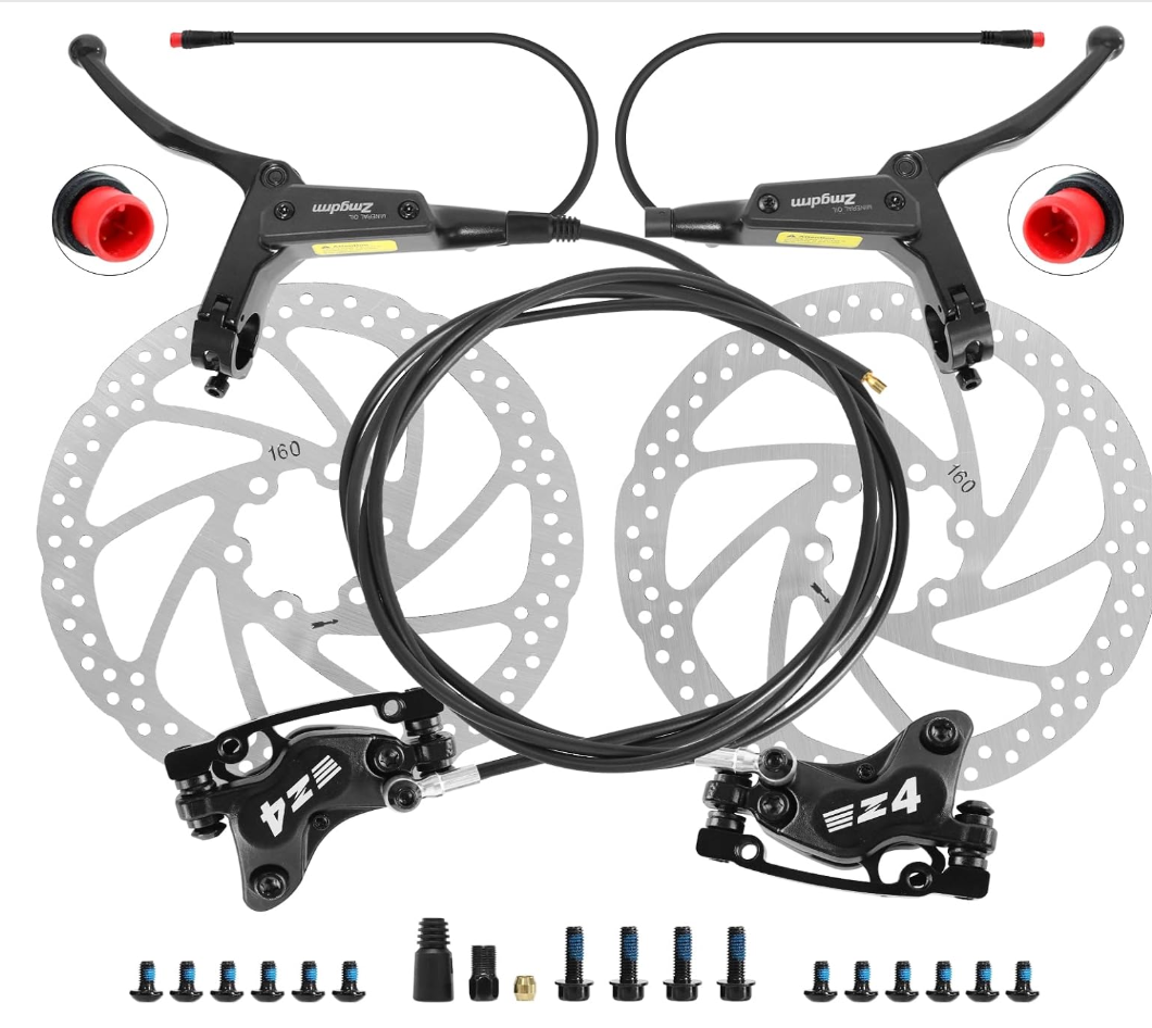 4-Piston Hydraulic Disc Brake Set with 160mm Rotors for E-Bike & Scooter