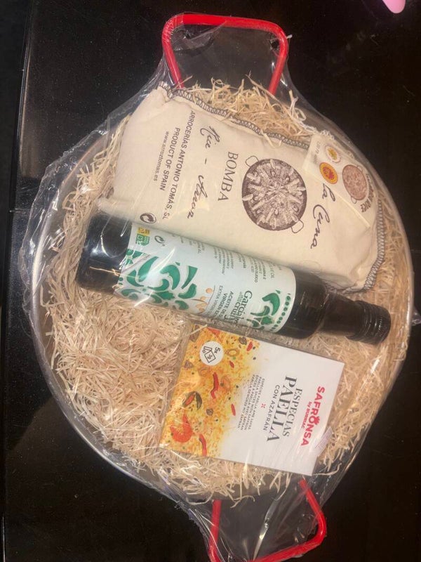 Paella kit gift set full size ingredients steel pan 4 serving size pan