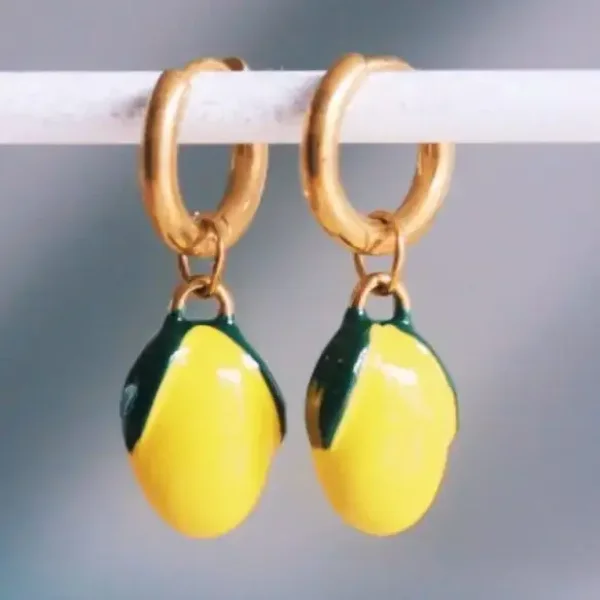Boucles d'oreilles créoles en acier inoxydable « citron »