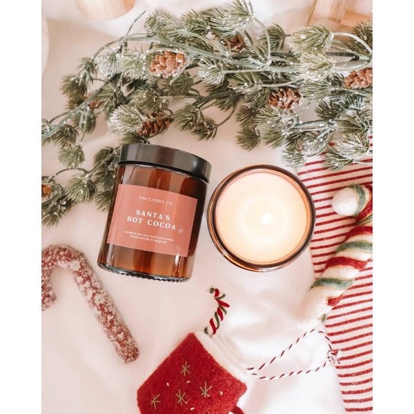 Bougie en pot ambrée au chocolat chaud du Père Noël