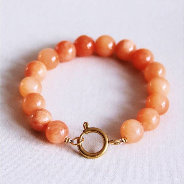 Bracelet de perle en pierre naturelle xl - orange