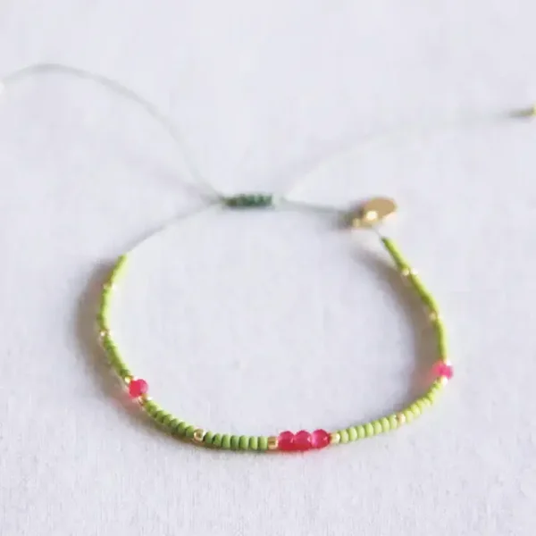 Bracelet Miyuki facetté - vert/cerise
