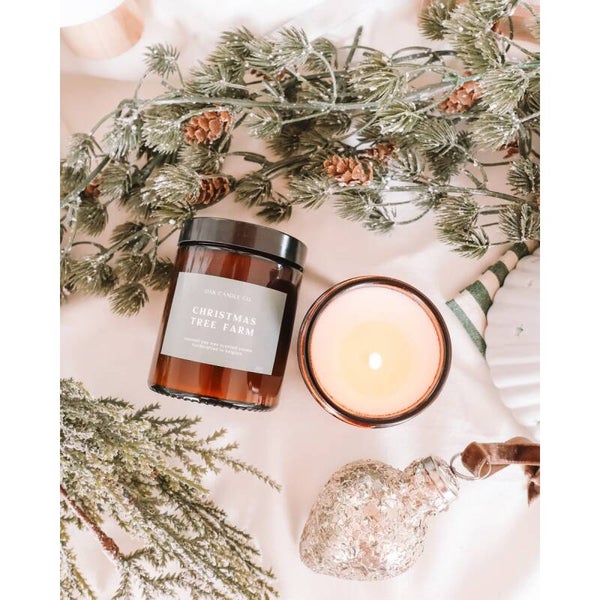 Bougie en pot d'ambre de la ferme des arbres de Noël