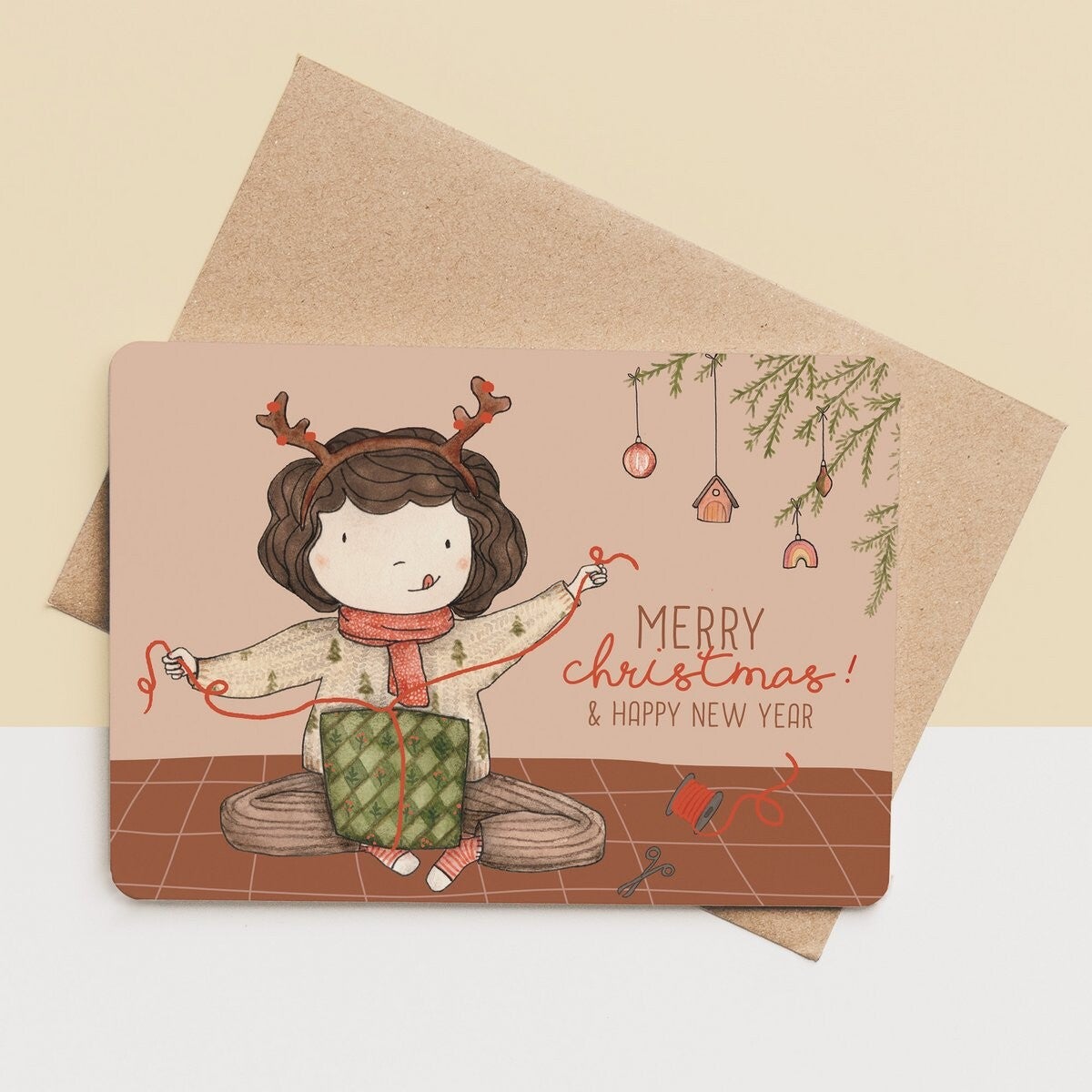 carte + enveloppe - cadeau emballage fille