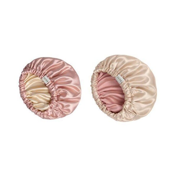 Max Pro MOHI Bonnet De Nuit En Satin Rose & Champagne et Noir & Beige