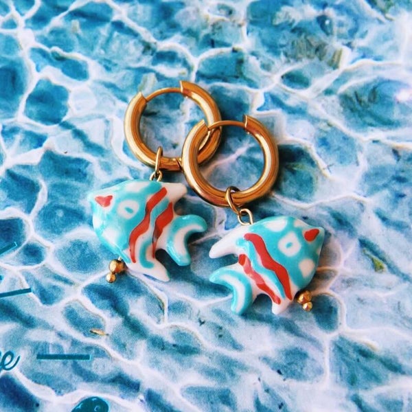 Boucles d'oreille céramique poisson