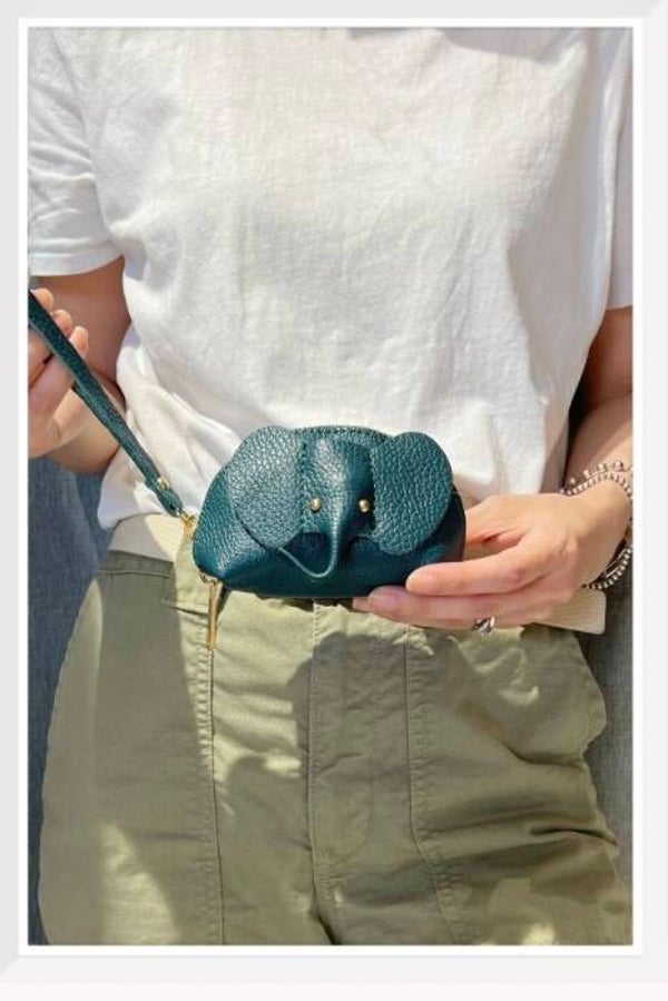 Porte monnaie en cuir grainé