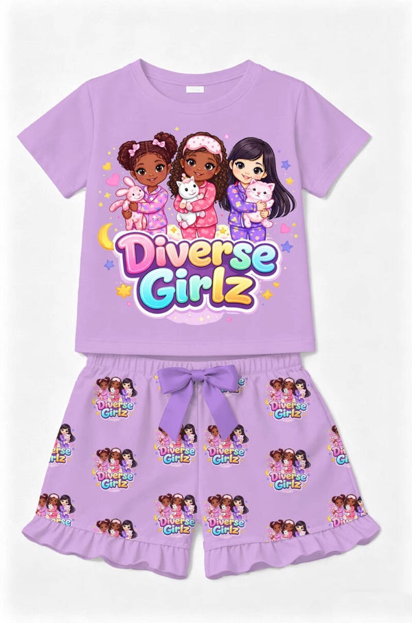 Diverse Girlz purple & pink luxury trio sets