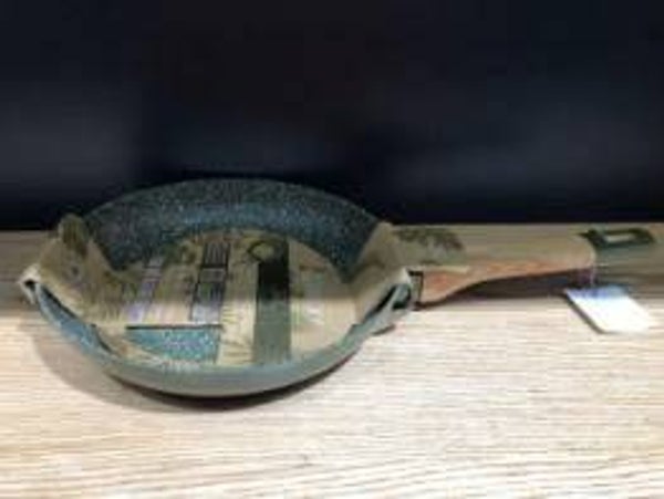 Groene Gespikkelde Koekenpan met Antiaanbaklaag en Houtlook Handgreep