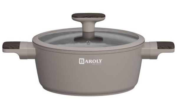 Baroly Taupe Granieten Kookpan met Glazen Deksel