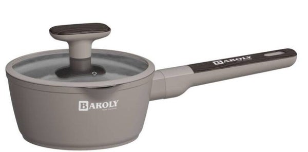 Baroly 16 cm Taupe Steelpan met Glazen Deksel