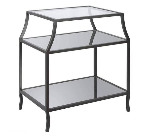 Metalen & Glazen Bijzettafel met Meerdere Niveaus