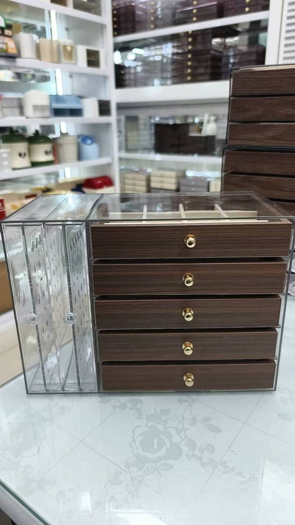 5-Laags Sieradenorganizer met Houten Laden