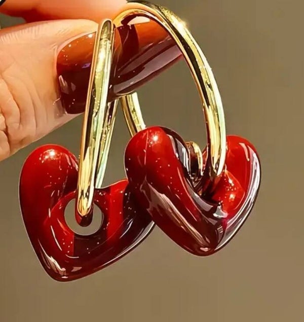 Boucles d'oreilles Coeur Rouge
