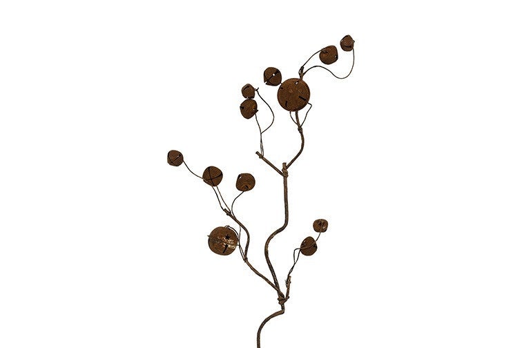 kunsttak met kerstbellen roest 61cm