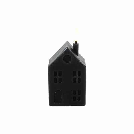 Huis kaars Led zwart maat S hoogte 14cm