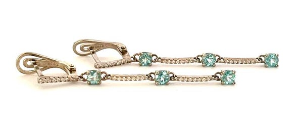 Zilveren oorbellen met Blue Topaz en Zirconia