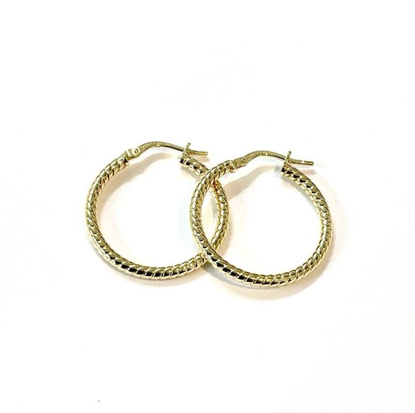 Geelgouden Twist creolen met Zilveren binnenkern L