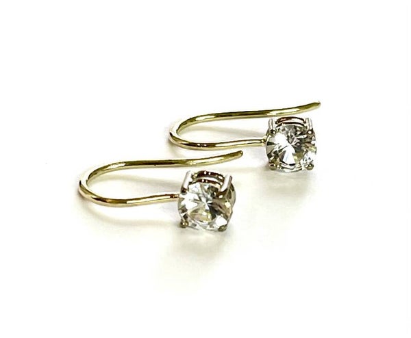 Hollandse haken Geelgoud en Witgoud met White Spinel