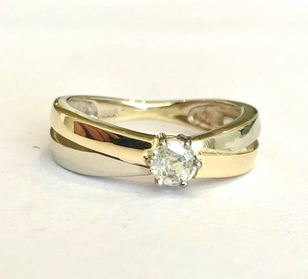 Vintage Bi-color Ring met Diamant