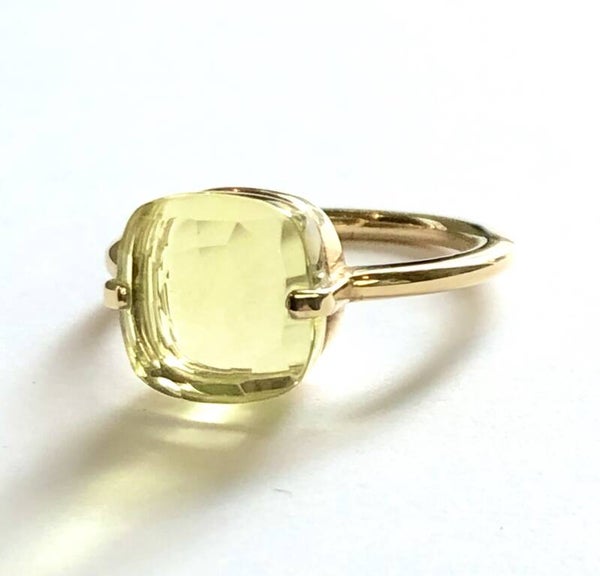 Geelgouden ring met Lemon Quartz
