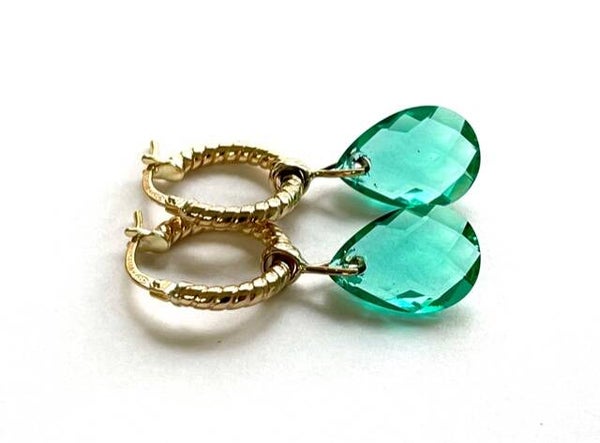 Happy drops Creool hangers met Caribbean Quartz