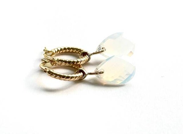 Happy drops Creool hangers met Moonstone Quartz