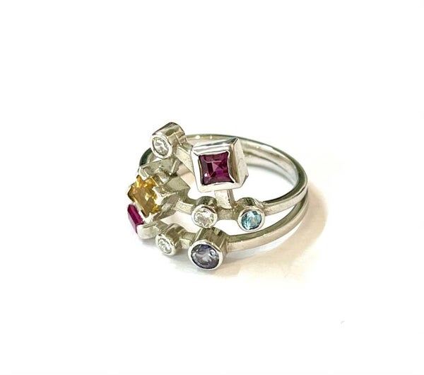 La Vie ring Witgoud Diamond en Multicolor