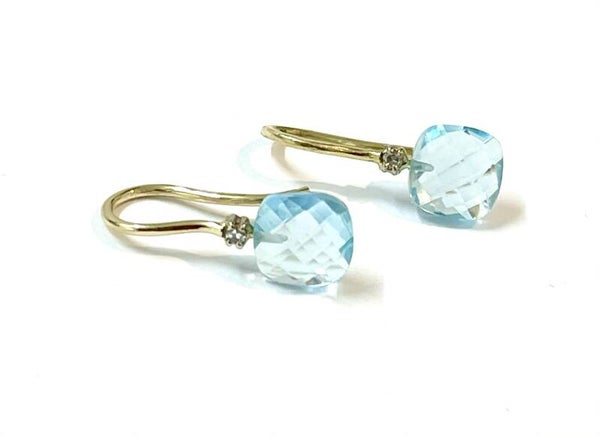 Huggs Hollandse haken  met Blue Topaz en Diamond