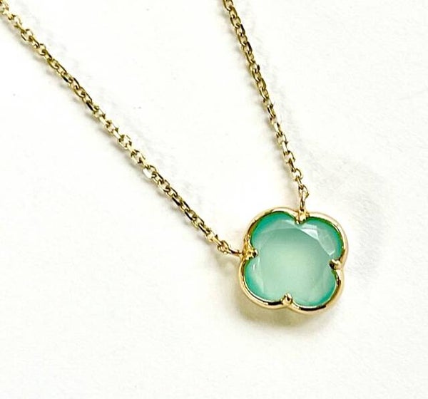 Geelgoud Collier met  Chalcedony