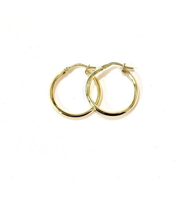 Geelgouden edge creolen met Zilveren binnenkern L