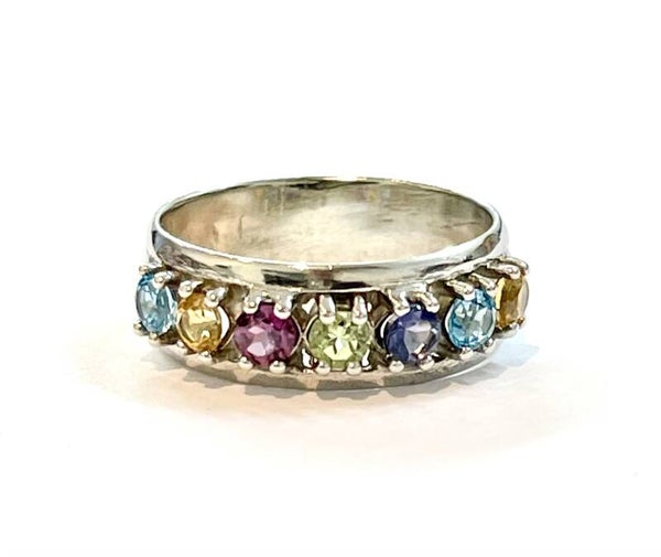 Multicolor ring Zilver