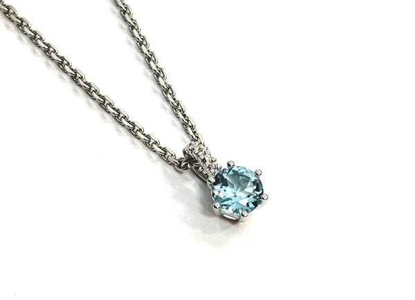 Witgouden hanger met Topaz en Diamond